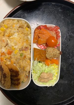 レンジさっぱり洋風甘辛オイ梅味炒飯弁当-レシピのメイン写真