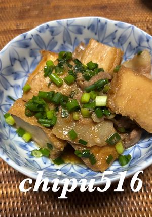 簡単　懐かしい味　厚揚げと豚バラ肉の煮込み-レシピのメイン写真