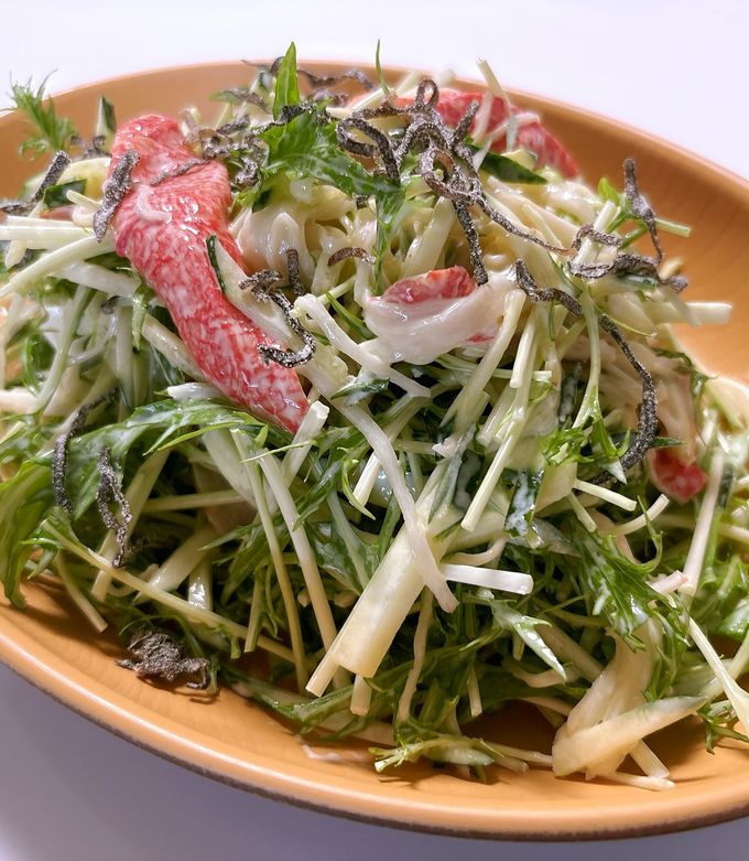 カニカマと水菜の塩昆布入りマヨポン酢和え-レシピのメイン写真