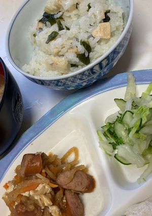 簡単！ヘルシーわかめと鶏皮、胸肉混ぜご飯-レシピのメイン写真