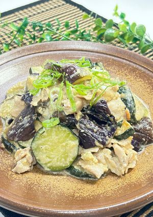 豚肉と茄子・ズッキーニのごまポン酢炒め-レシピのメイン写真