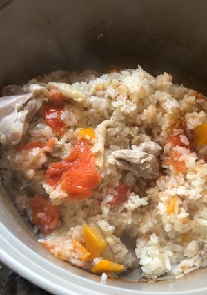 鍋キューブトマトごぼう鶏もも炊き込みご飯-レシピのメイン写真