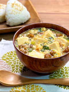 卵ふんわり*豆腐となめこの食べるお味噌汁-レシピのメイン写真