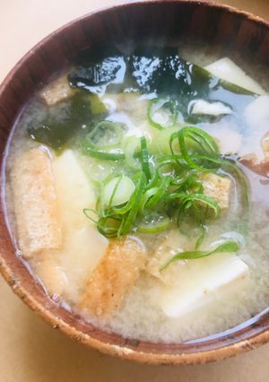 ミニ豆腐＆きざみあげの削り節わかめ味噌汁-レシピのメイン写真