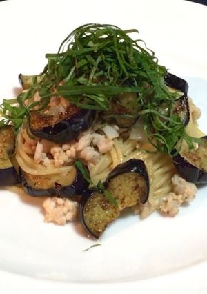 ナスと鶏ひき肉の和風パスタ-レシピのメイン写真