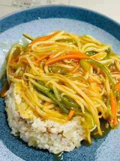 もやしたっぷり甘酢餡かけご飯-レシピのメイン写真