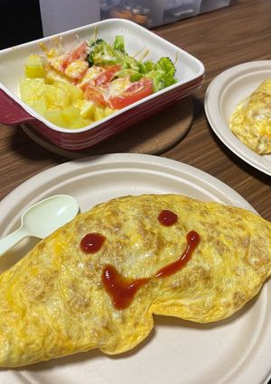 塩分控えめ大きめオムライス-レシピのメイン写真