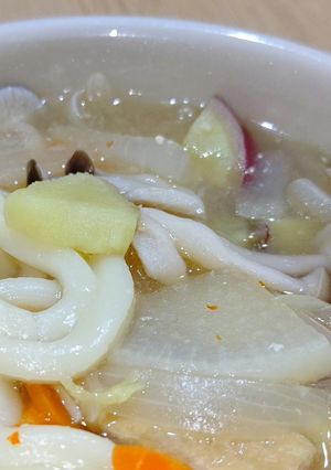 味噌煮込みうどん、７種の具材。-レシピのメイン写真