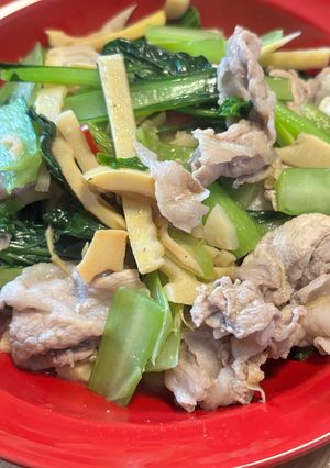 小松菜とメンマ、豚肉の炒め物-レシピのメイン写真