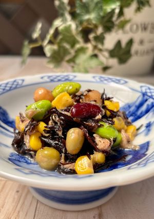 ポリ袋で1分『ひじきと豆のサラダ』-レシピのメイン写真