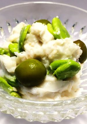 里芋と空豆のサラダ 鮒寿司の飯×梅干し-レシピのメイン写真
