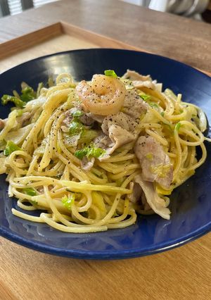 セロリと豚肉のエスニック風パスタ-レシピのメイン写真