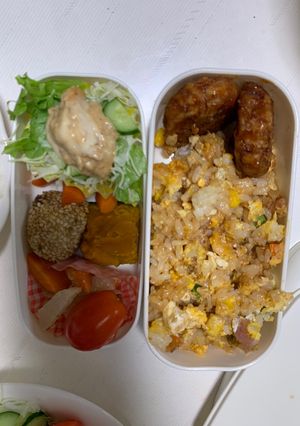 全てレンジ冷めても美味しいオイ梅炒飯弁当-レシピのメイン写真