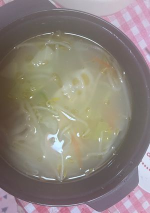 一人飯　レンジ鍋調理　餃子スープ-レシピのメイン写真