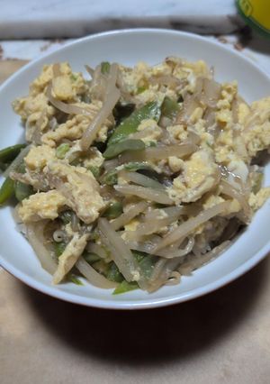 冷凍もやしと冷凍ヒラマメのつゆだく卵とじ丼-レシピのメイン写真