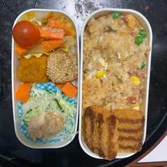 รูปของ レンジ簡単中華風キムチ餃子味炒飯弁当