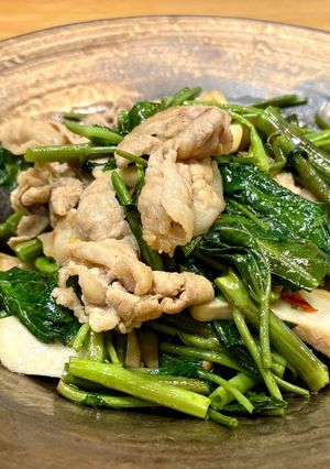 空芯菜と豚バラの宗田だし炒め-レシピのメイン写真