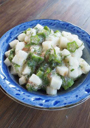 《副菜①》長いもとオクラの梅和え-レシピのメイン写真