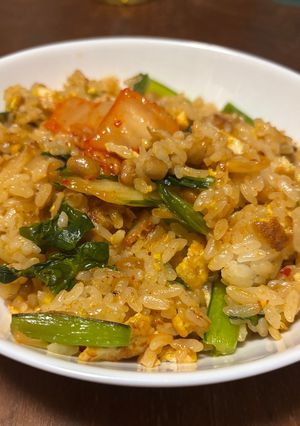 小松菜と納豆キムチ炒飯-レシピのメイン写真