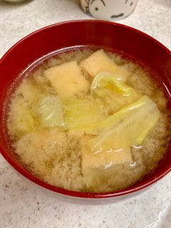 白菜と厚揚げのお味噌汁♪-レシピのメイン写真