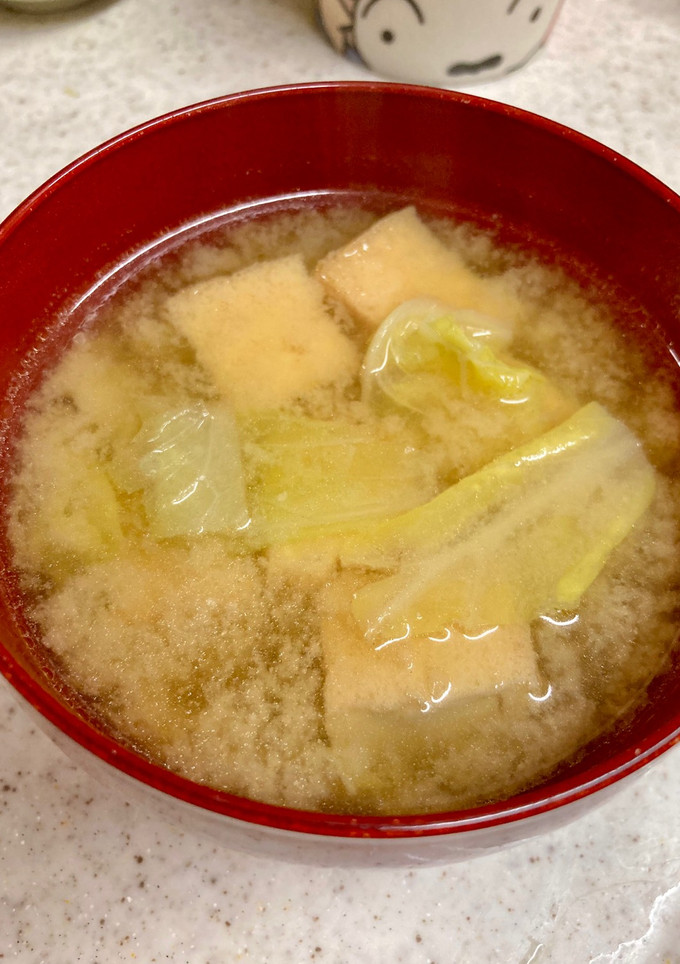 白菜と厚揚げのお味噌汁♪-レシピのメイン写真