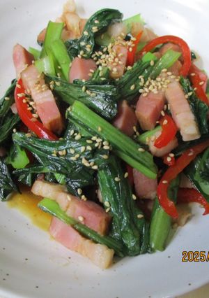 厚切りベーコンと小松菜の甘酢炒め😋-レシピのメイン写真