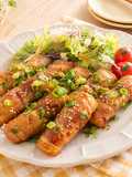 食べ応え抜群！簡単コク旨、厚揚げの肉巻き