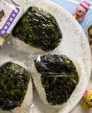 搾菜の油炒めを具にして韓国海苔で包む美味