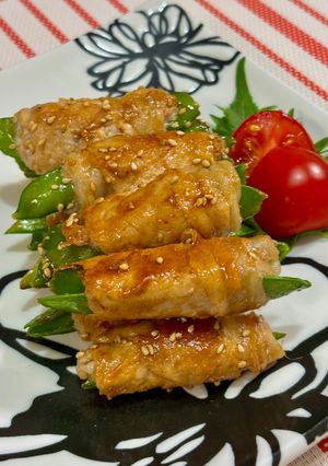 シャキッと絹さやの豚肉巻き♪-レシピのメイン写真