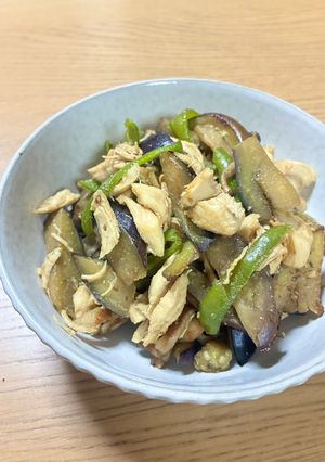 茄子ピーマンのささみ味噌炒め-レシピのメイン写真