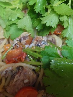 サバ缶とパクチーの時短パスタ-レシピのメイン写真