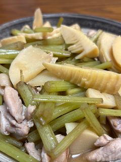 タケノコと山ふきと鶏もも肉の煮物-レシピのメイン写真