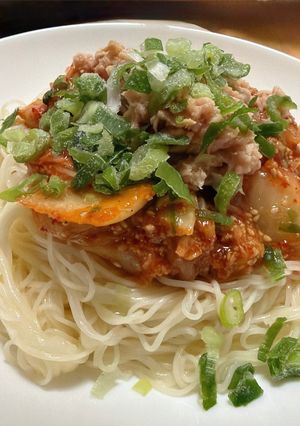 超簡単⭐︎キムチとツナのお手軽そうめん-レシピのメイン写真