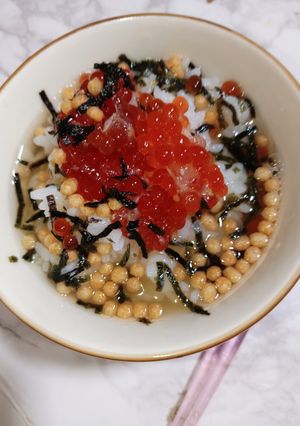 ひとりご飯❤️紅鮭筋子醤油漬けのお茶漬け-レシピのメイン写真