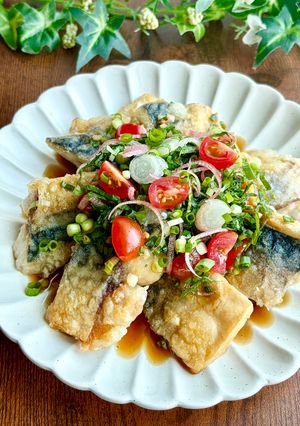 さっぱり美味♡鯖と香味野菜の南蛮漬け風-レシピのメイン写真