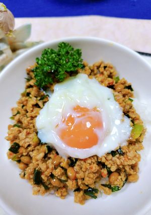 ☆納豆ニラ豚挽肉のそぼろ丼☆ヘルシー♬-レシピのメイン写真