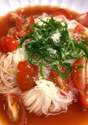 簡単！大葉とトマトの冷製そうめん-レシピのメイン写真
