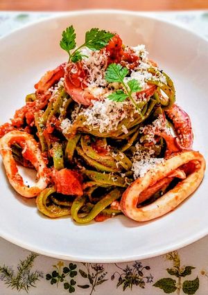 クリスマスディナー！イカのトマトパスタ-レシピのメイン写真