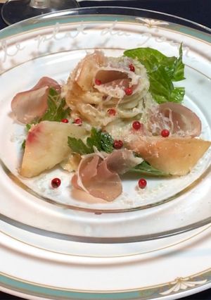 桃とセロリと生ハムの冷製パスタ-レシピのメイン写真