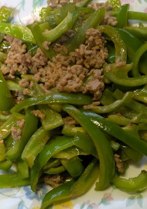 鶏挽肉とピーマンのマヨケチャ醤油炒め-レシピのメイン写真