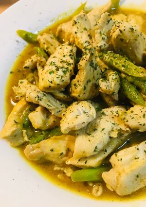 あまったカレー●鶏肉とアスパラガスのカレー炒め-レシピのメイン写真