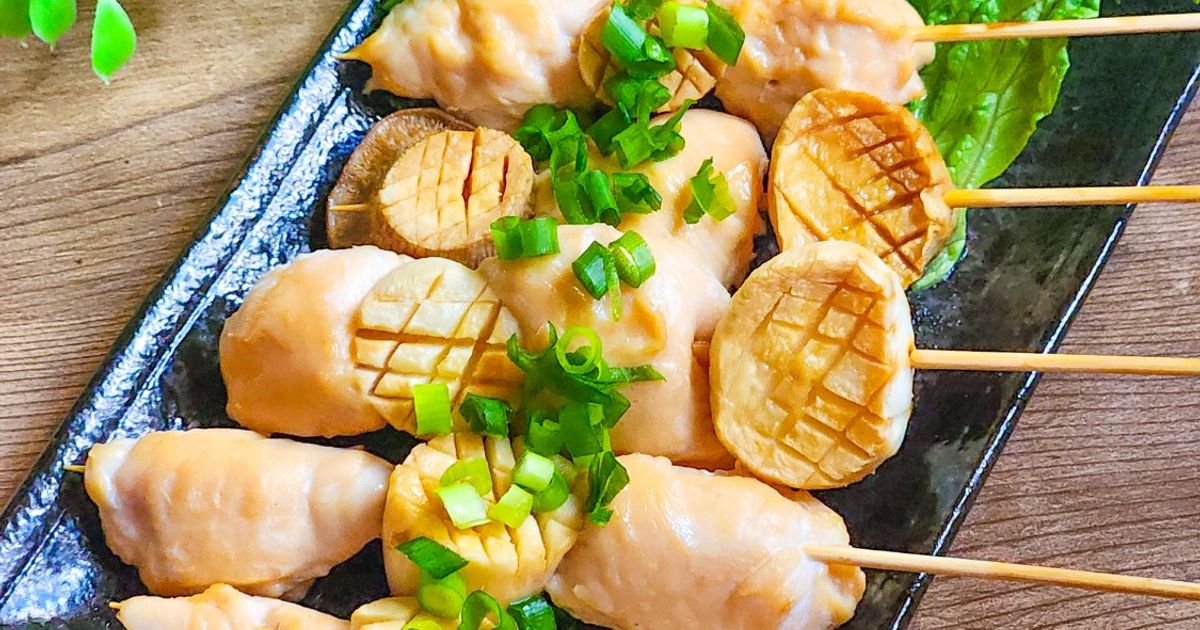 ささみとエリンギのバター醤油焼きとり by カレンガール