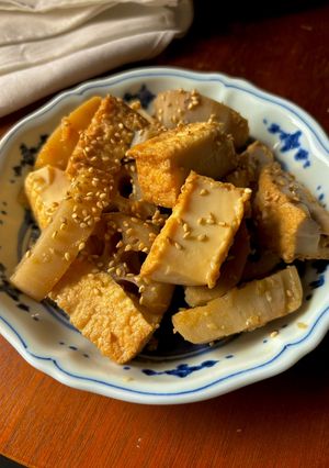 厚揚げとレンコンの甘辛煮　韓国風-レシピのメイン写真