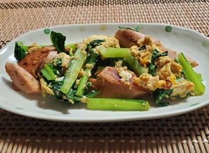 小松菜チャンプル風(牡蠣だし醤油炒め)-レシピのメイン写真