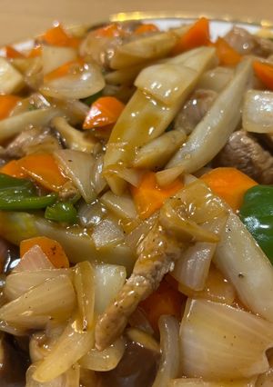 豚肉とレンコンなどなどの甘酢あんかけ。-レシピのメイン写真