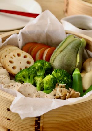 せいろ1つ♪しっとり鶏むね&野菜蒸し♪-レシピのメイン写真