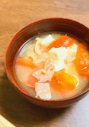 トンでけ！残暑バテ！甘酒とトマトの豚汁-レシピのメイン写真