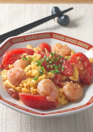 海老とトマトの旨塩ニンニクふわとろ玉子炒め♪-レシピのメイン写真