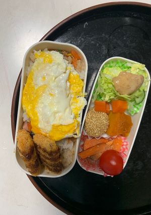 レンジ中華風梅すき焼き味オムライス弁当-レシピのメイン写真