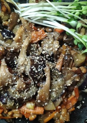 †茄子舞茸の和風炒め†納豆すりゴマ簡単†-レシピのメイン写真